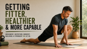 Man stretching as part of a journey towards better fitness, health and mobility